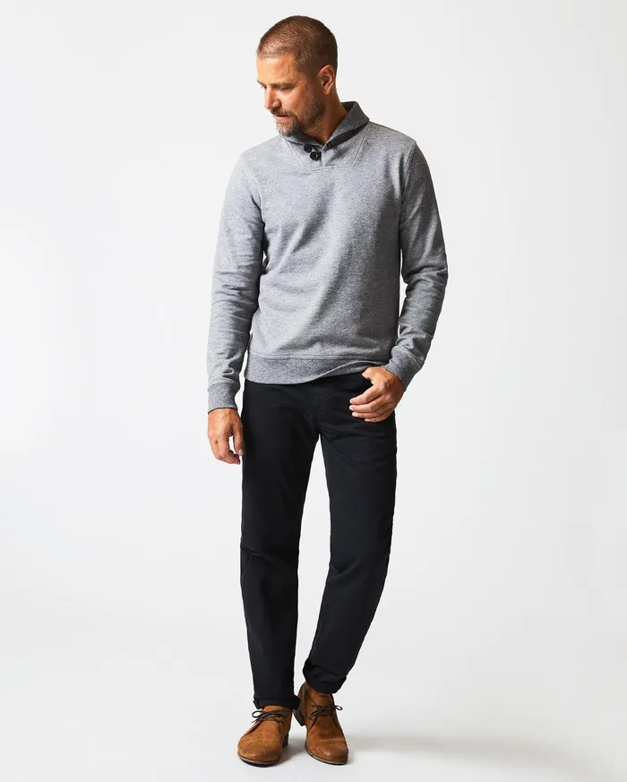 Men Sweaters and Sweatshirts Billy Reid Mouline Shawl Pullover Medium Grey