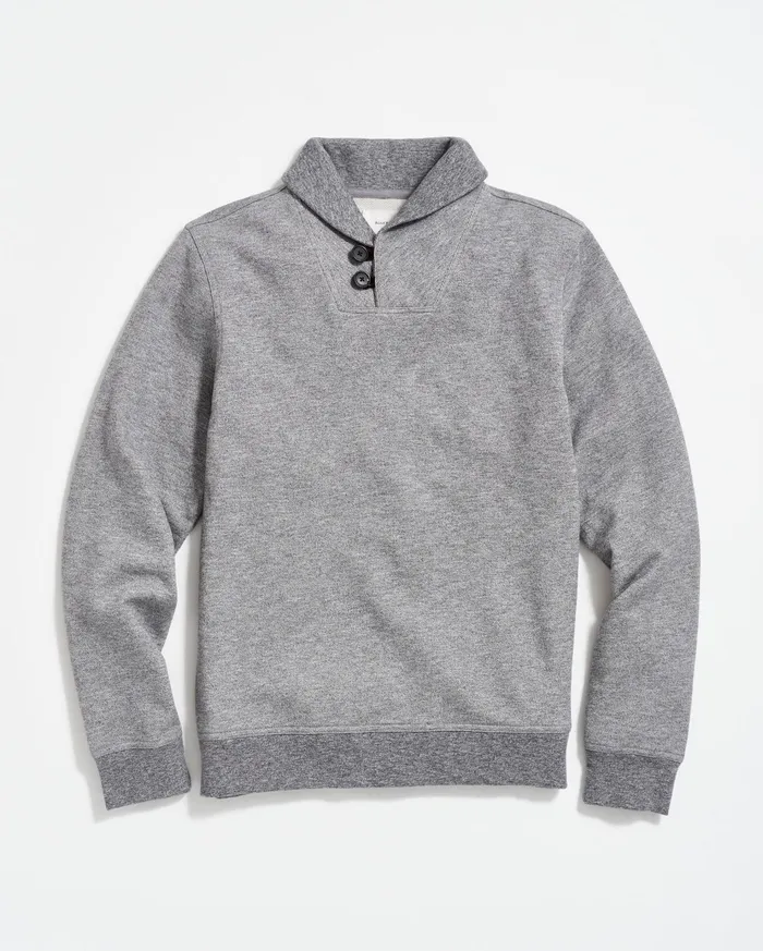 Men Sweaters and Sweatshirts Billy Reid Mouline Shawl Pullover Medium Grey