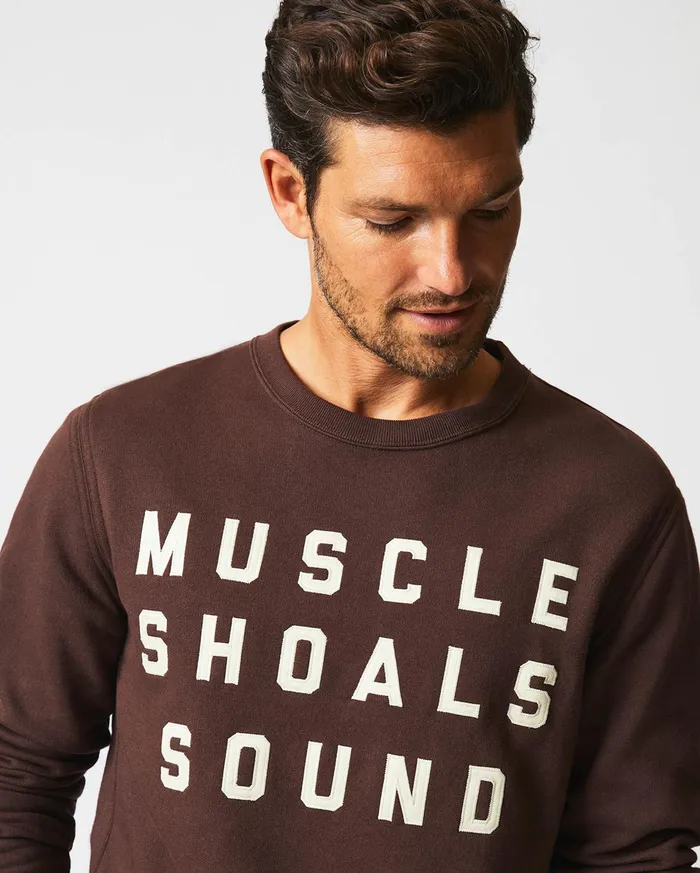 Men Sweaters and Sweatshirts Billy Reid Muscle Shoals Sound Crew Dark Brown