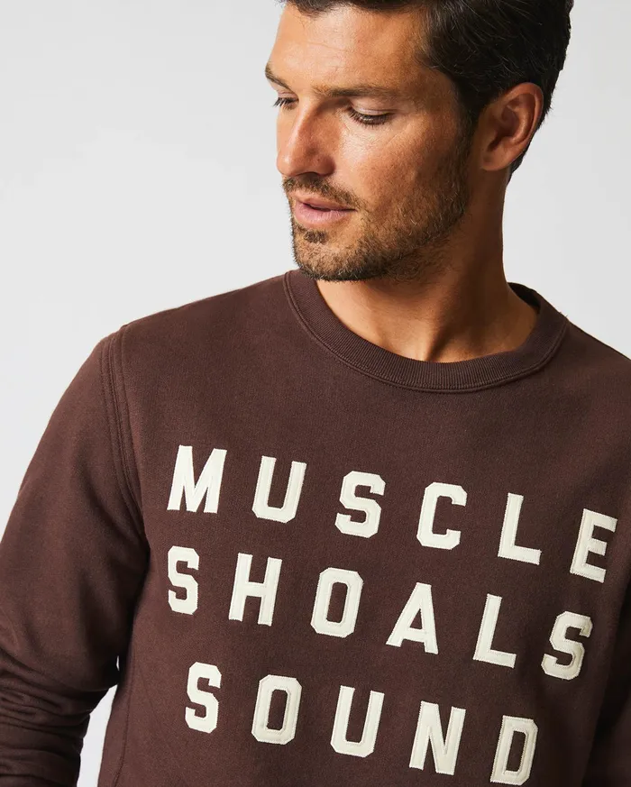 Men Sweaters and Sweatshirts Billy Reid Muscle Shoals Sound Crew Dark Brown