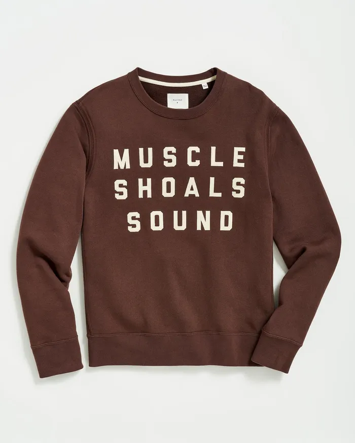 Men Sweaters and Sweatshirts Billy Reid Muscle Shoals Sound Crew Dark Brown