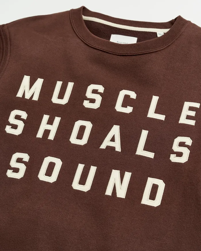 Men Sweaters and Sweatshirts Billy Reid Muscle Shoals Sound Crew Dark Brown