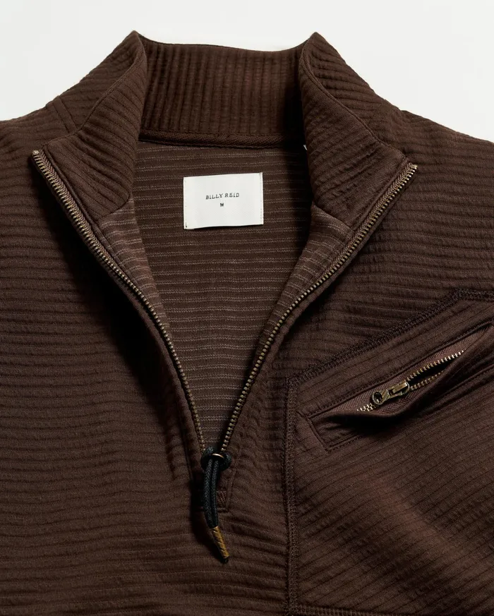 Men Sweaters and Sweatshirts Billy Reid Quilted Half Zip Chocolate