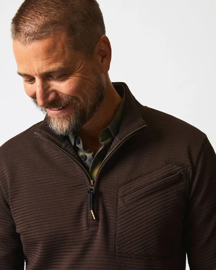 Men Sweaters and Sweatshirts Billy Reid Quilted Half Zip Chocolate