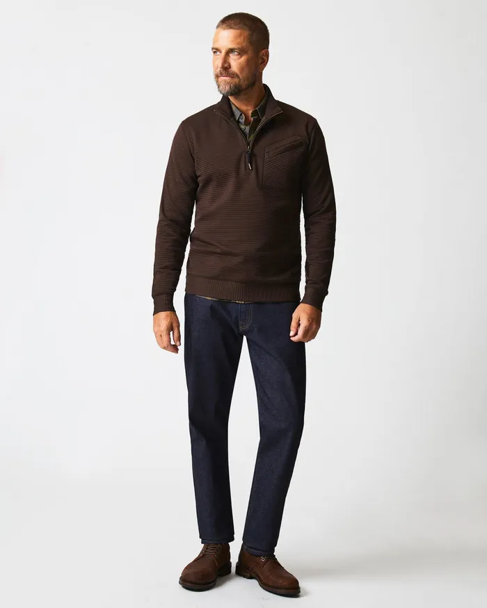 Men Sweaters and Sweatshirts Billy Reid Quilted Half Zip Chocolate