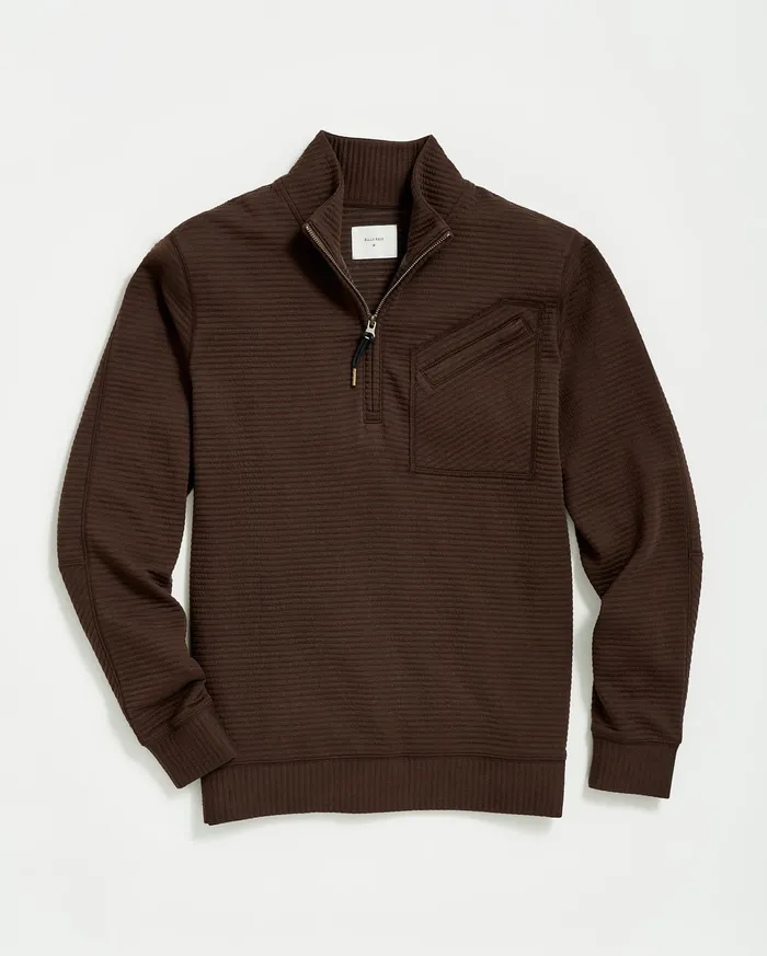 Men Sweaters and Sweatshirts Billy Reid Quilted Half Zip Chocolate