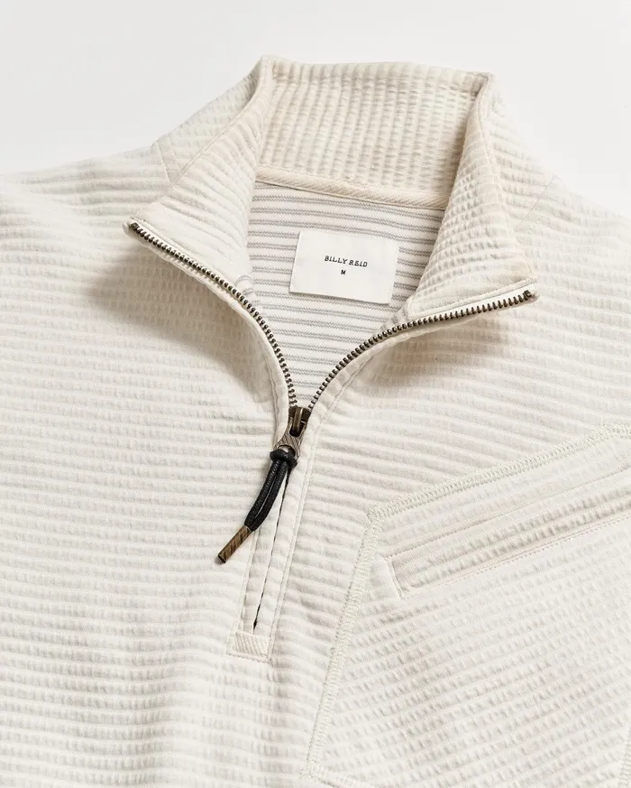 Men Sweaters and Sweatshirts Billy Reid Quilted Half Zip Tinted White