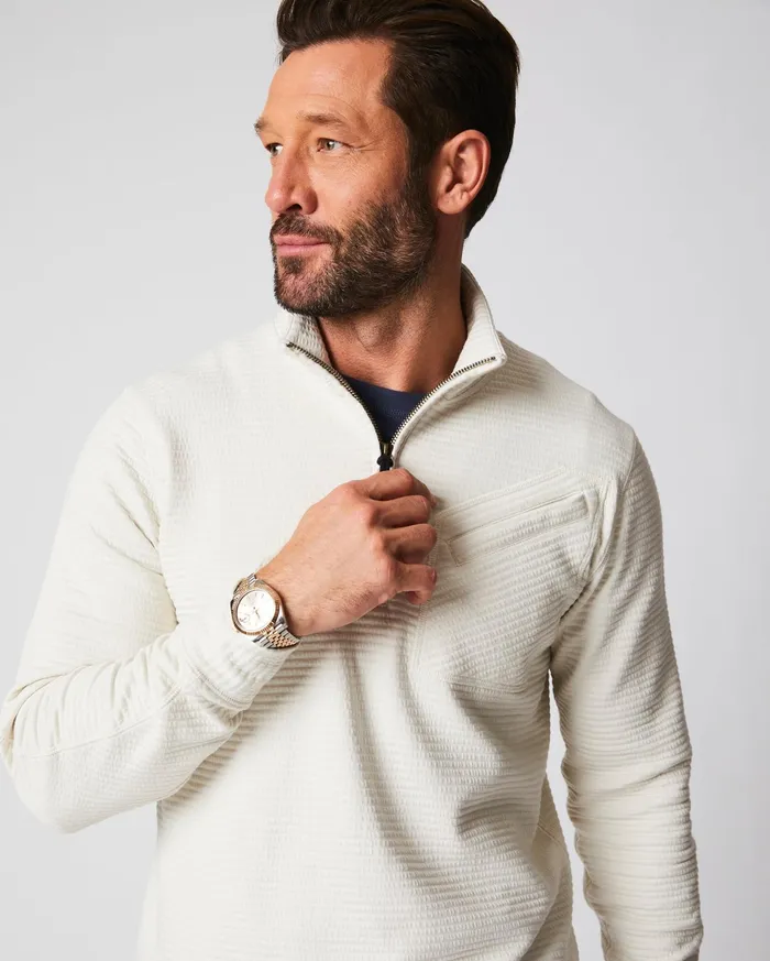 Men Sweaters and Sweatshirts Billy Reid Quilted Half Zip Tinted White