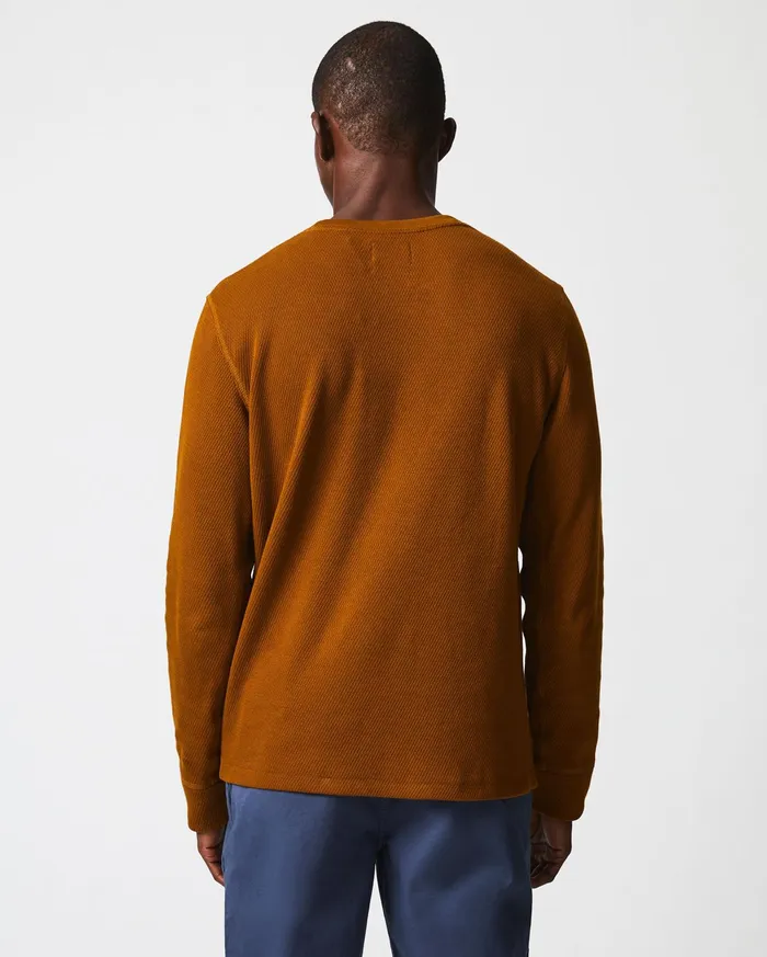 Men Sweaters and Sweatshirts Billy Reid Thermal LS Crew Billy039s Brown