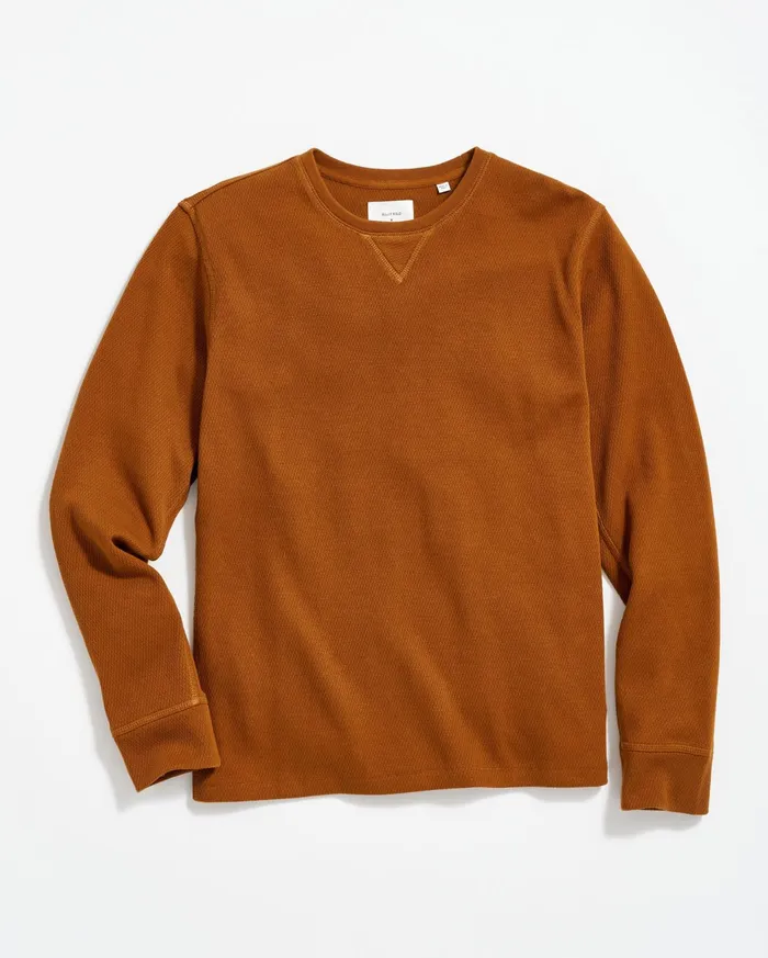 Men Sweaters and Sweatshirts Billy Reid Thermal LS Crew Billy039s Brown