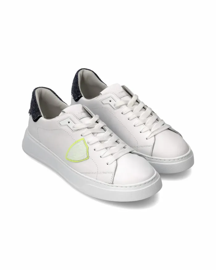 Men Temple Sneakers WhiteBlue Shoes Philippe Model Paris Casual