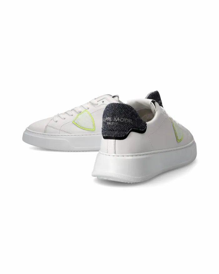 Men Temple Sneakers WhiteBlue Shoes Philippe Model Paris Casual