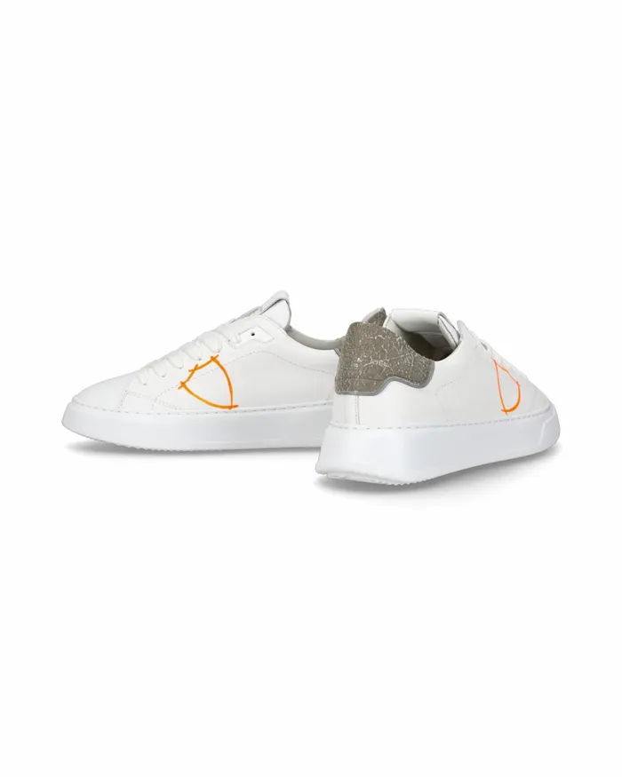 Men Temple Sneakers WhiteOrange Shoes Paris Philippe Model Paris Casual