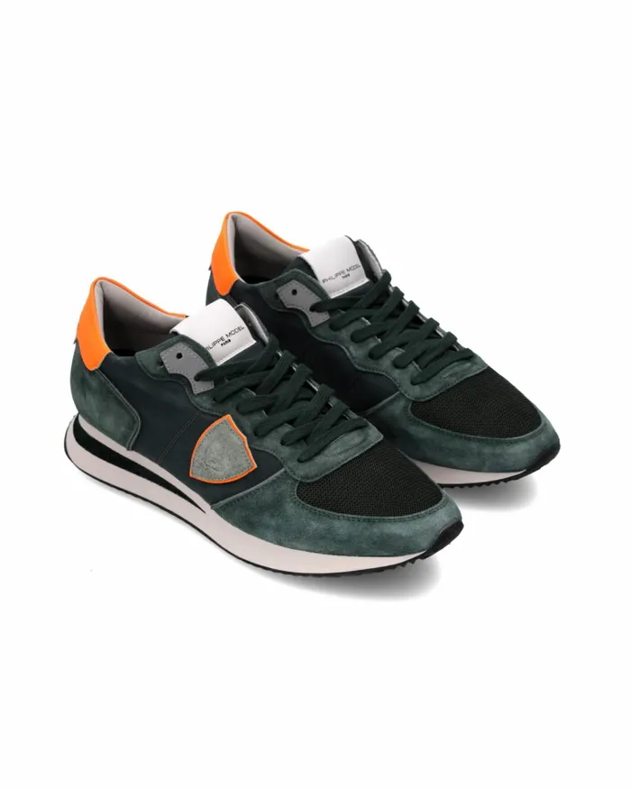 Men Trpx Sneakers GreenOrange Shoes Philippe Model Paris Casual