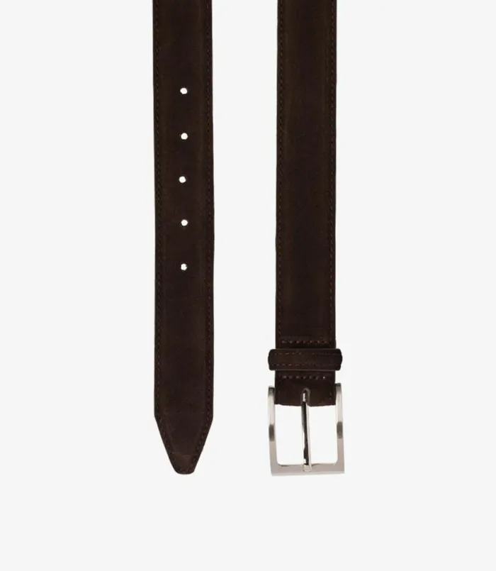 Men William Belt Dark Brown Suede Loake Casual Belts
