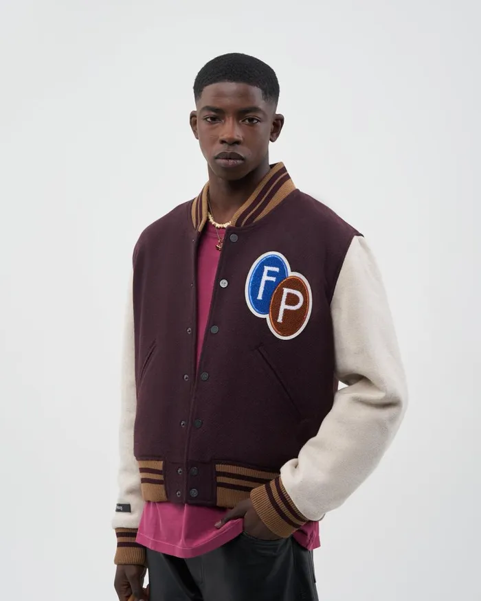 MenWomen Filling Pieces Coats and Jackets Varsity Jacket Burgundy