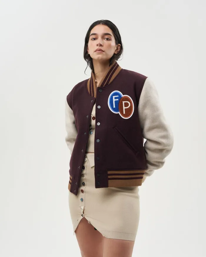 MenWomen Filling Pieces Coats and Jackets Varsity Jacket Burgundy