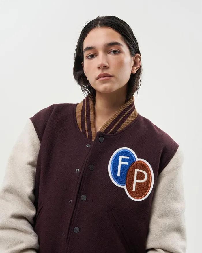 MenWomen Filling Pieces Coats and Jackets Varsity Jacket Burgundy