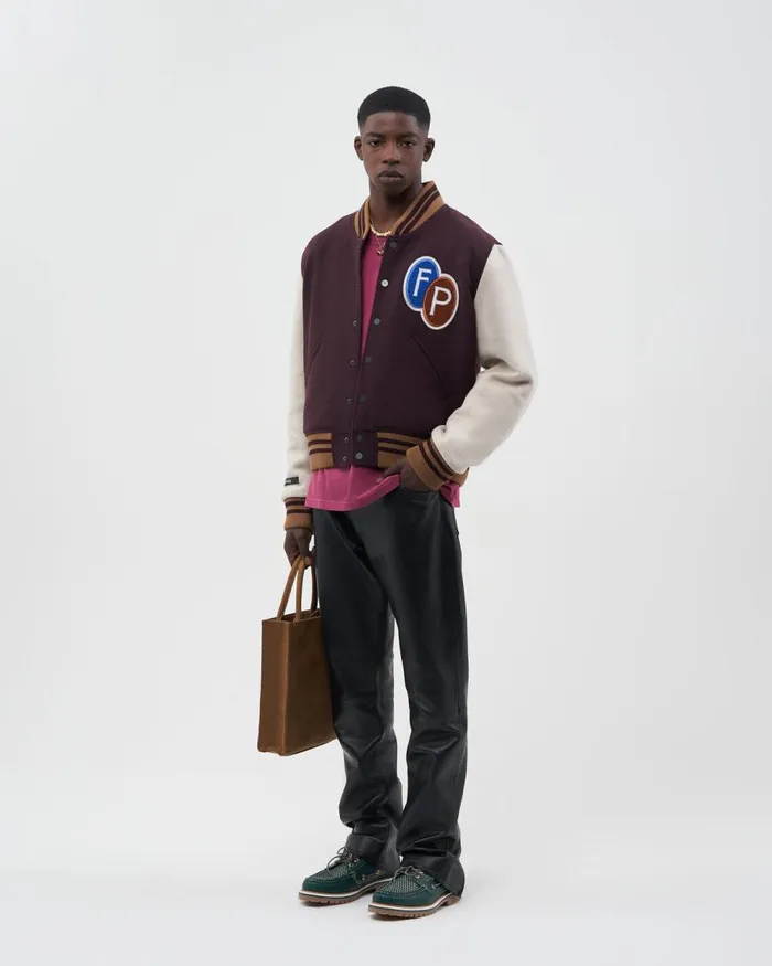 MenWomen Filling Pieces Coats and Jackets Varsity Jacket Burgundy