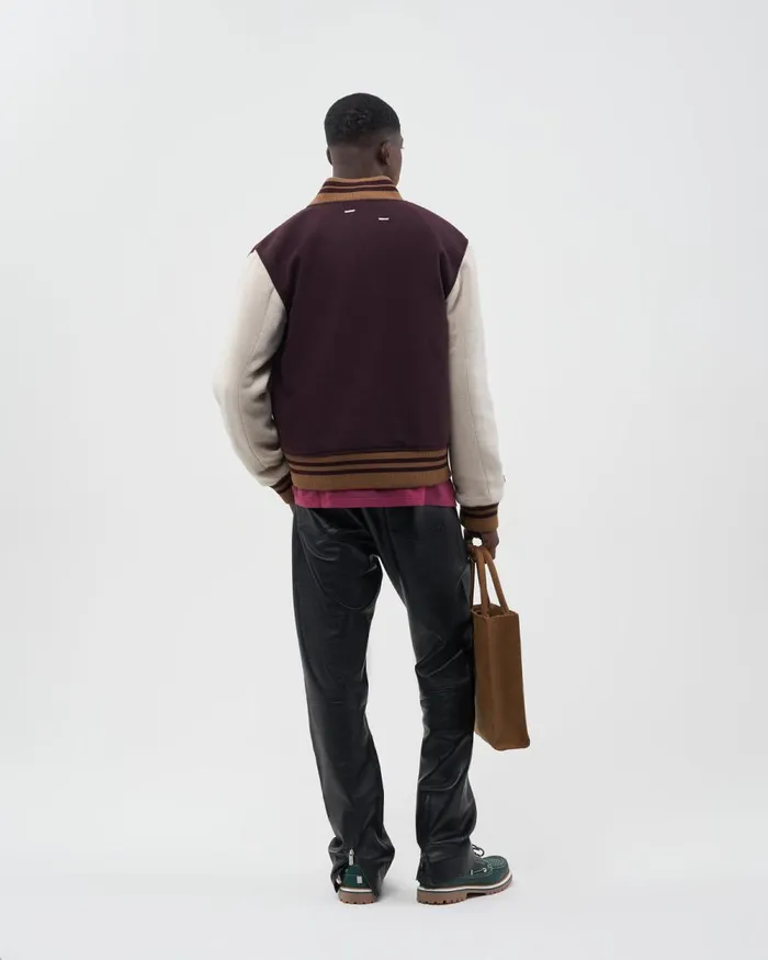 MenWomen Filling Pieces Coats and Jackets Varsity Jacket Burgundy