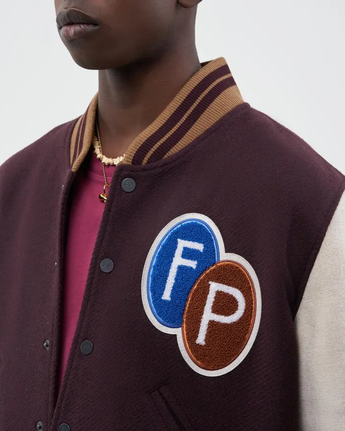 MenWomen Filling Pieces Coats and Jackets Varsity Jacket Burgundy