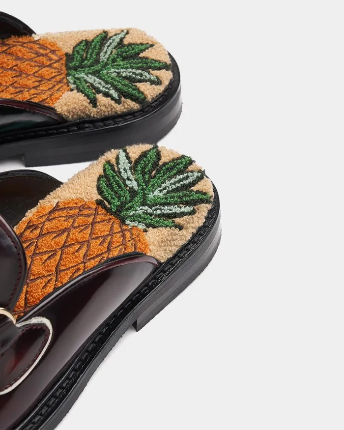 MenWomen Filling Pieces Loafers and Dress Shoes Mule Ananas Ox Blood