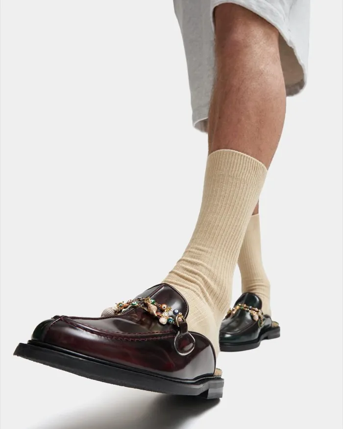 MenWomen Filling Pieces Loafers and Dress Shoes Mule Ananas Ox Blood
