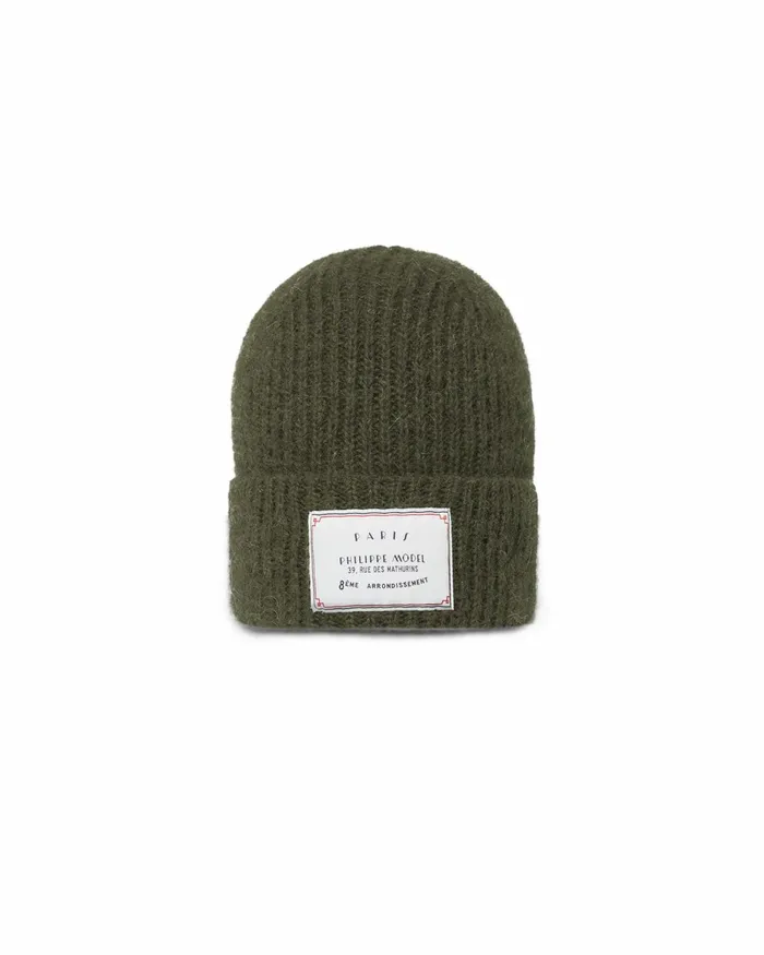 MenWomen Khaki Green Mohair Beanie Unisex Paris Philippe Model Paris Hats