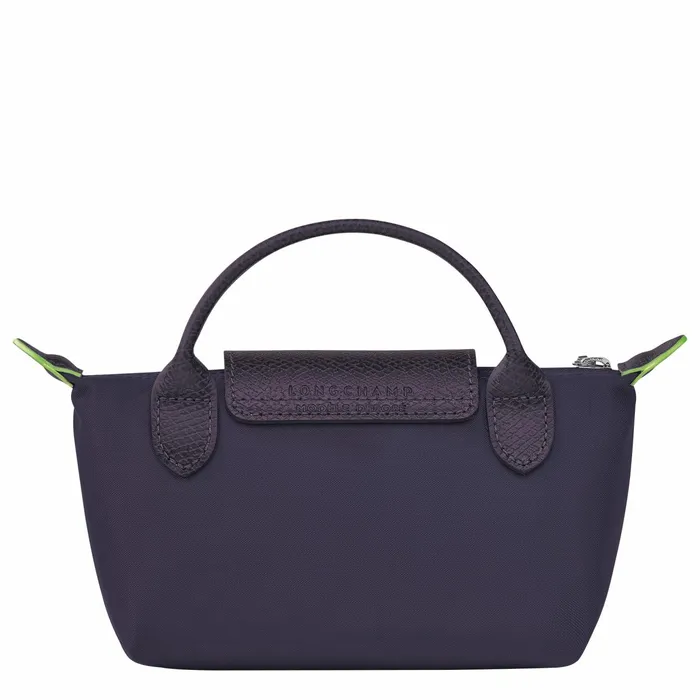 MenWomen Le Pliage Green Pouch With Handle Bilberry Longchamp Pouches and Cases