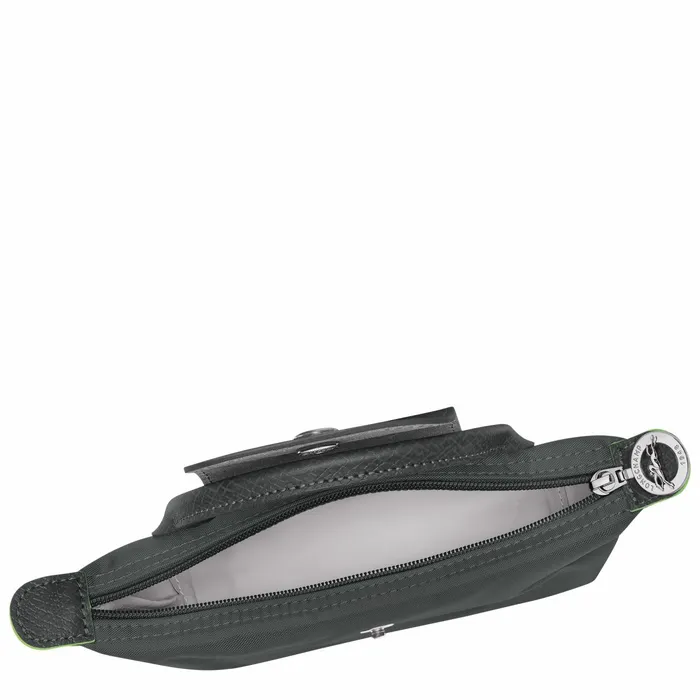 MenWomen Le Pliage Green Pouch With Handle Graphite Longchamp Pouches and Cases