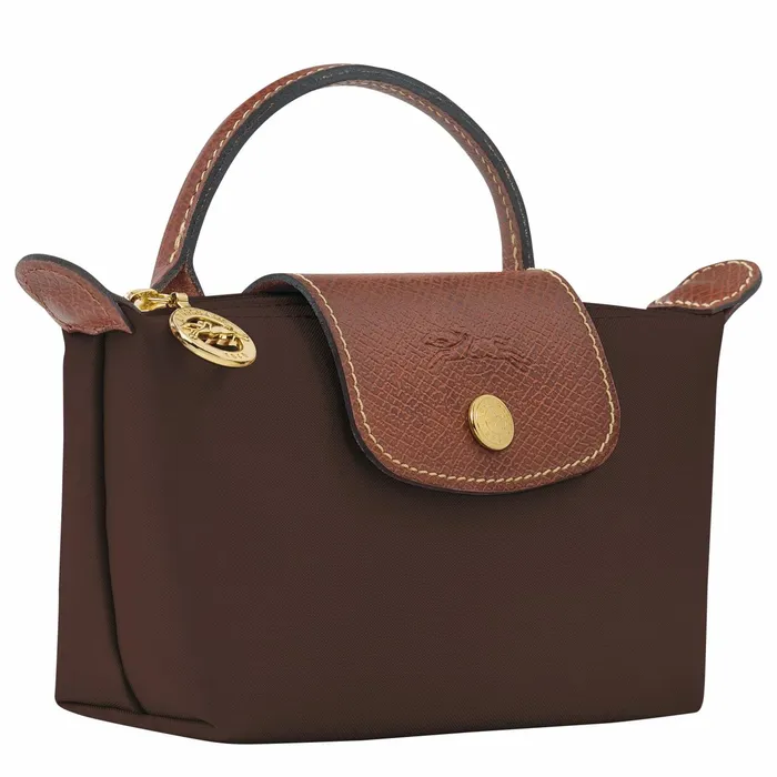 MenWomen Le Pliage Original Pouch With Handle Ebony Longchamp Pouches and Cases