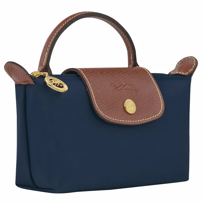 MenWomen Le Pliage Original Pouch With Handle Navy Longchamp Pouches and Cases