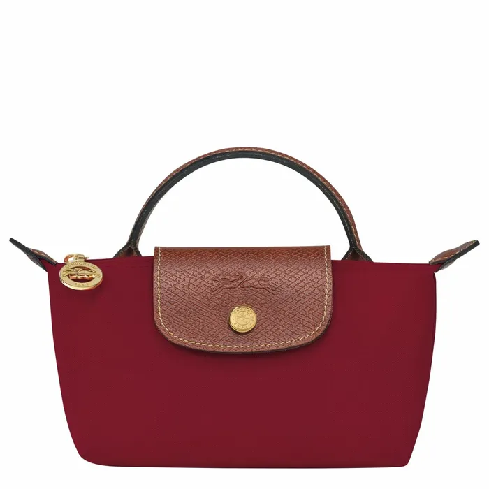 MenWomen Le Pliage Original Pouch With Handle Red Longchamp Pouches and Cases