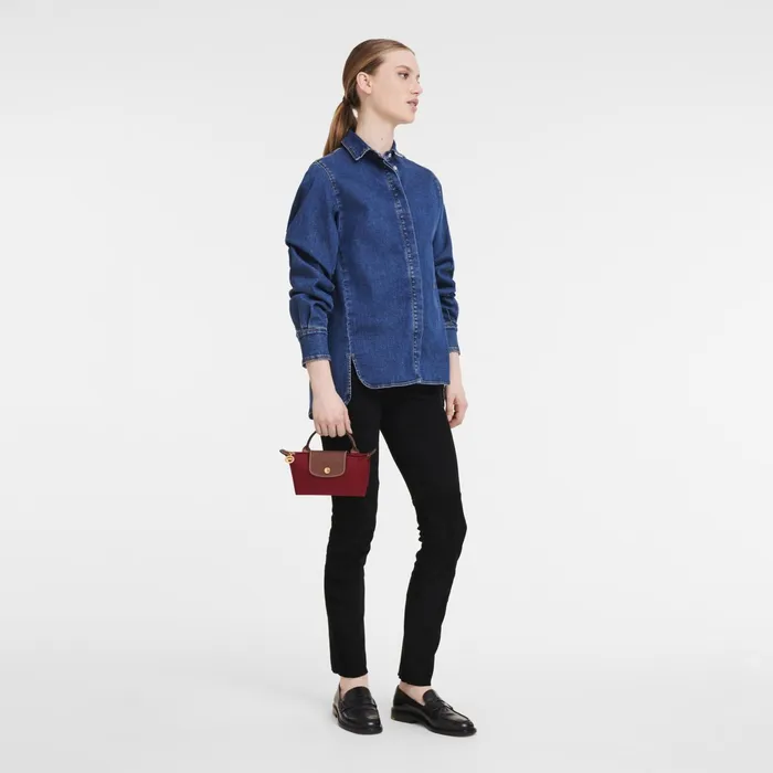 MenWomen Le Pliage Original Pouch With Handle Red Longchamp Pouches and Cases