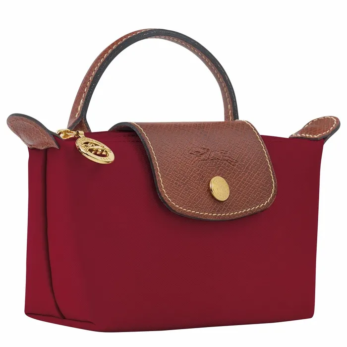MenWomen Le Pliage Original Pouch With Handle Red Longchamp Pouches and Cases