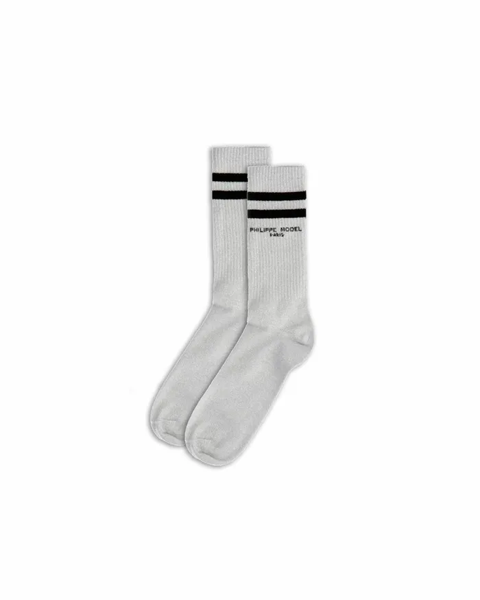 MenWomen Silver Socks Unisex Paris Philippe Model Paris Socks