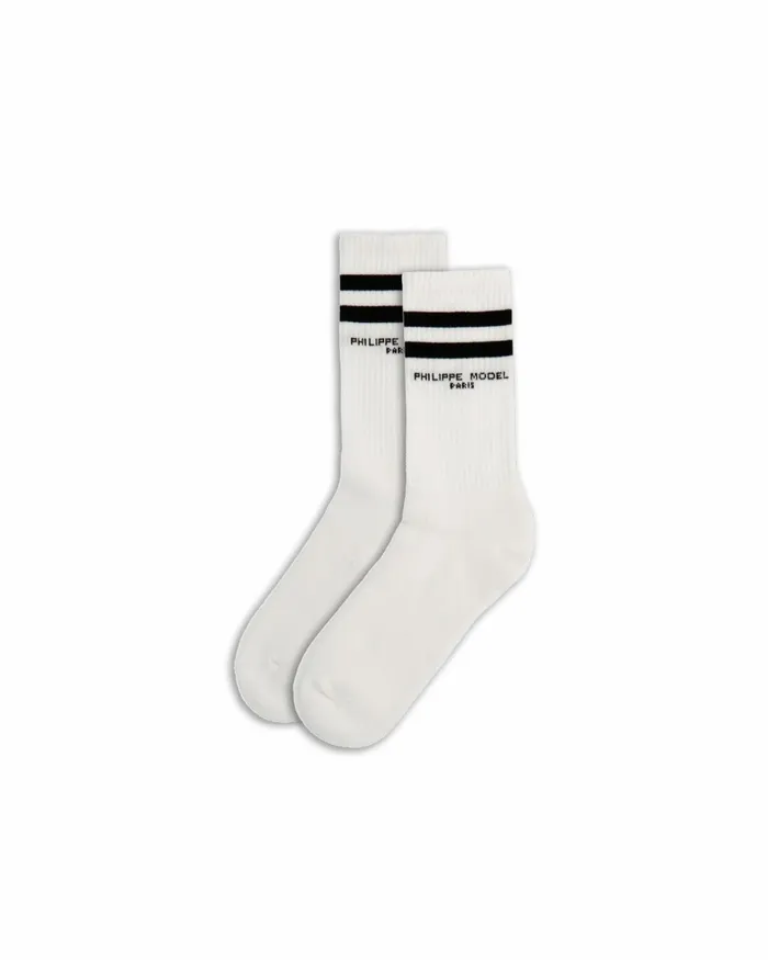 MenWomen White Socks Unisex Paris Philippe Model Paris Socks