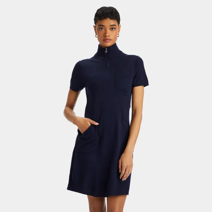 Merino Wool Quarter Zip Polo Sweater Dress Twilight Women GFORE Bottoms