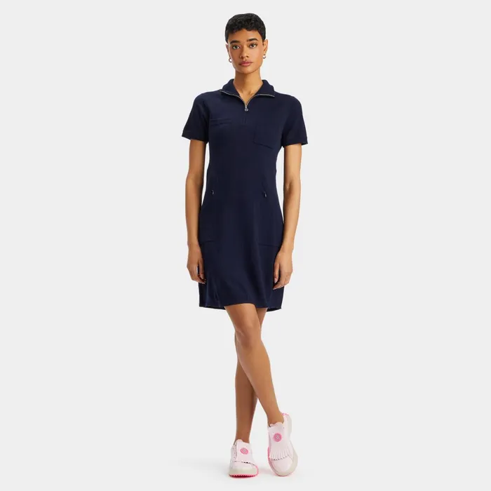 Merino Wool Quarter Zip Polo Sweater Dress Twilight Women GFORE Bottoms