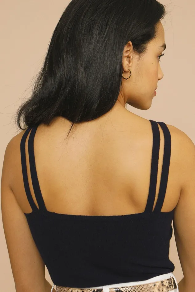 MILO Knit Navy Women Rouje Tshirts and Tank Tops