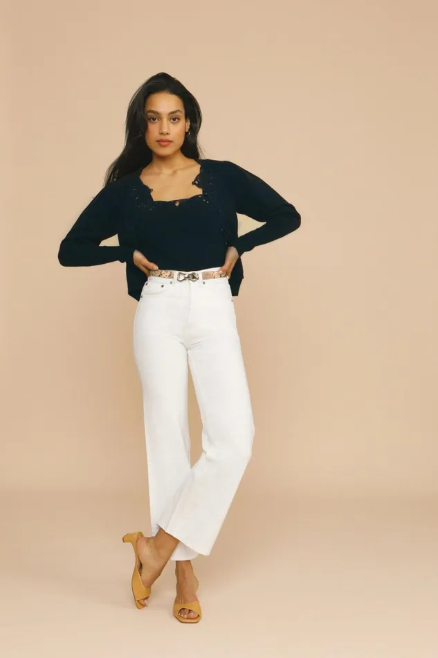 MILO Knit Navy Women Rouje Tshirts and Tank Tops