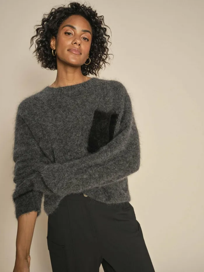 MOS MOSH MMAilia Mohair Knit Phantom Women Knits MOS MOSH MMAilia Mohair Knit Phantom Women Knits
