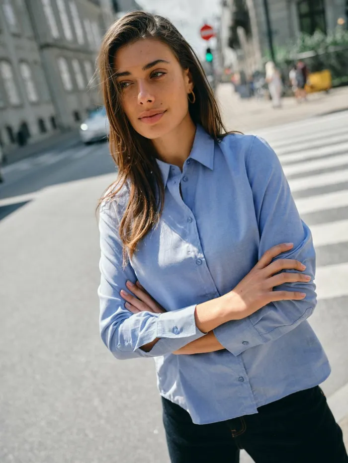 MOS MOSH MMAnica Oxford Shirt Velvet Morning Women Shirts