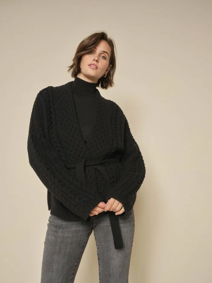 MOS MOSH MMErsa Knit Cardigan Black Women Knits MOS MOSH MMErsa Knit Cardigan Black Women Knits
