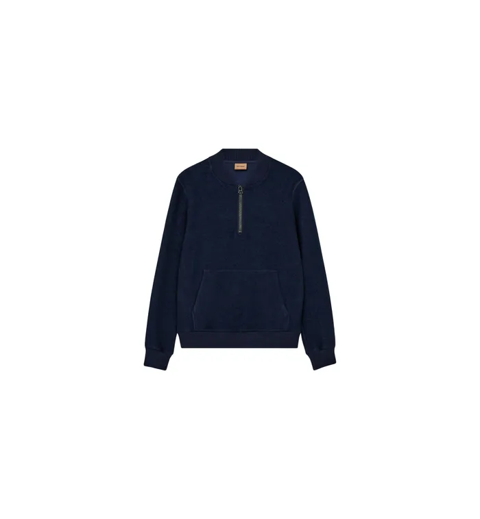 MOS MOSH MMGCassey Zip Pullover Sweat Indigo Blue Men Sweatshirts MOS MOSH MMGCassey Zip Pullover Sweat Indigo Blue Men Sweatshirts