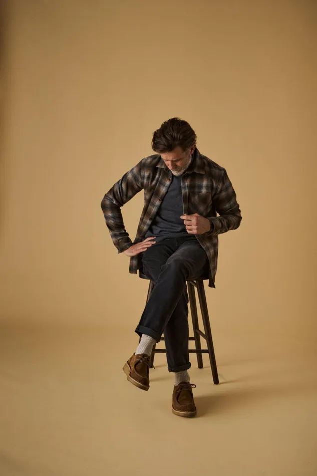 MOS MOSH MMGDavid Wool Check Shirt Sundown Check Men Shirts