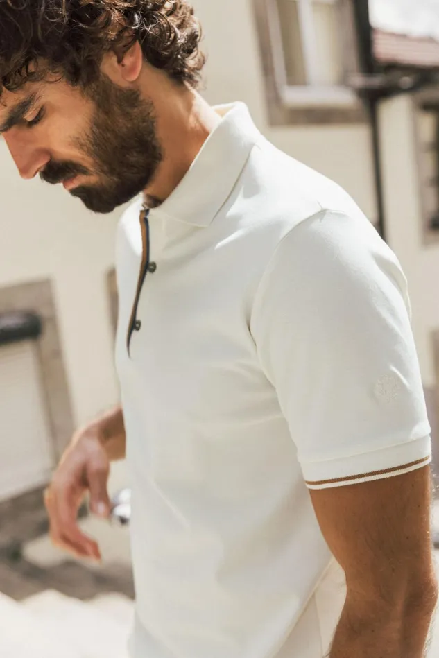 MOS MOSH MMGHarvey Polo Ss Tee Offwhite Men Tees MOS MOSH MMGHarvey Polo Ss Tee Offwhite Men Tees