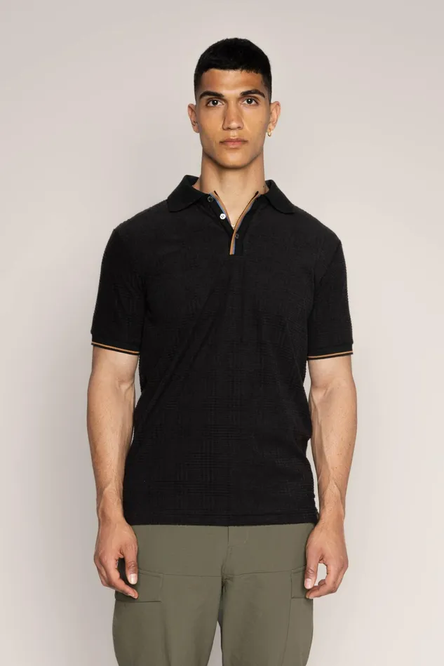 MOS MOSH MMGRoma SS Split Polo Black Men Tees