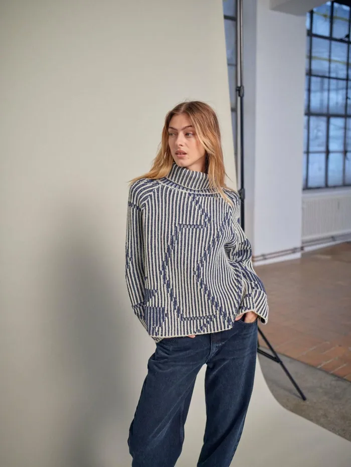 MOS MOSH MMHelna Ikat Rollneck Knit Set Sail Women Knits