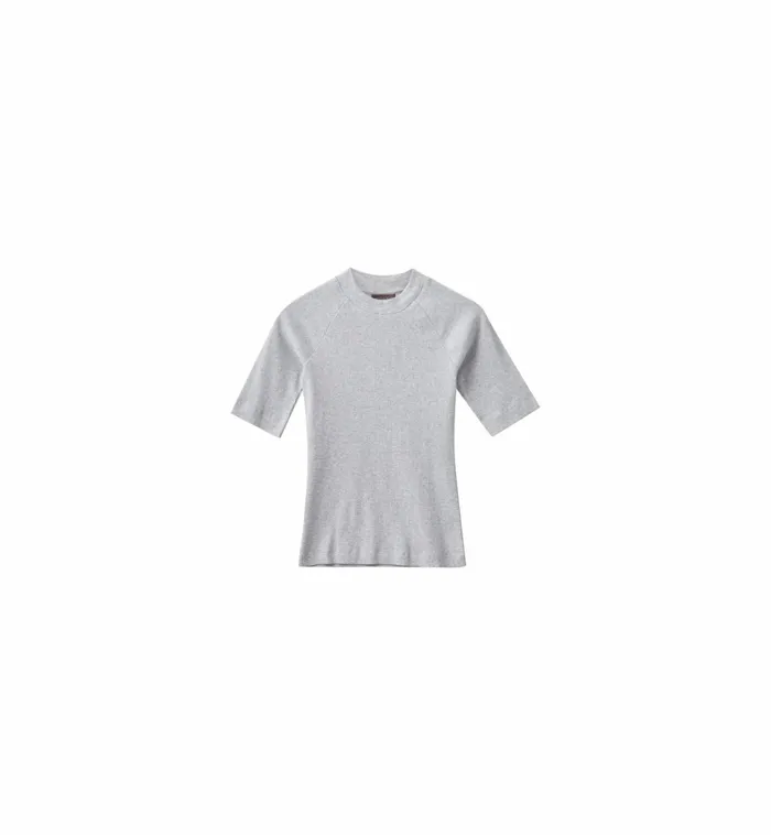MOS MOSH MMHHug Rib Tee 8211 HEYANNO Grey Melange Women Tees MOS MOSH MMHHug Rib Tee 8211 HEYANNO Grey Melange Women Tees